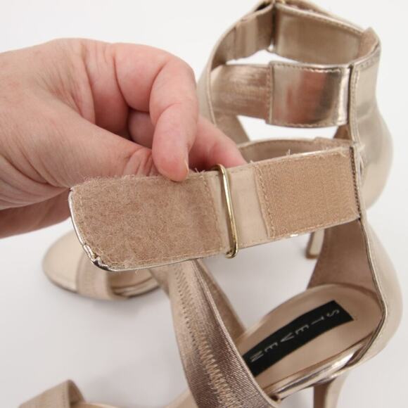 Steven by Steve Madden Vaale Dress Sandals Heels Wrap Gold Leather Upper Strappy - Picture 6 of 14